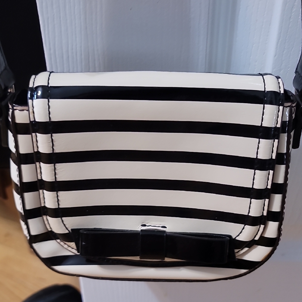 Kate Spade Mini Crossbody Purse, Stripped With Bow Detail